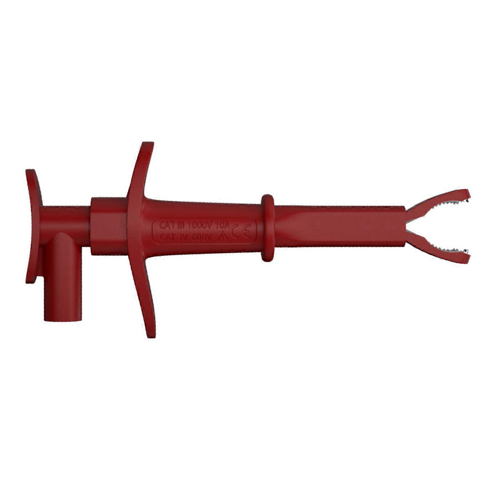 Quick Test Car Inspection Hook with Insulated Banana Socket Stainless Clip Multimeter Alligator Clip Test Probes Hook  Red