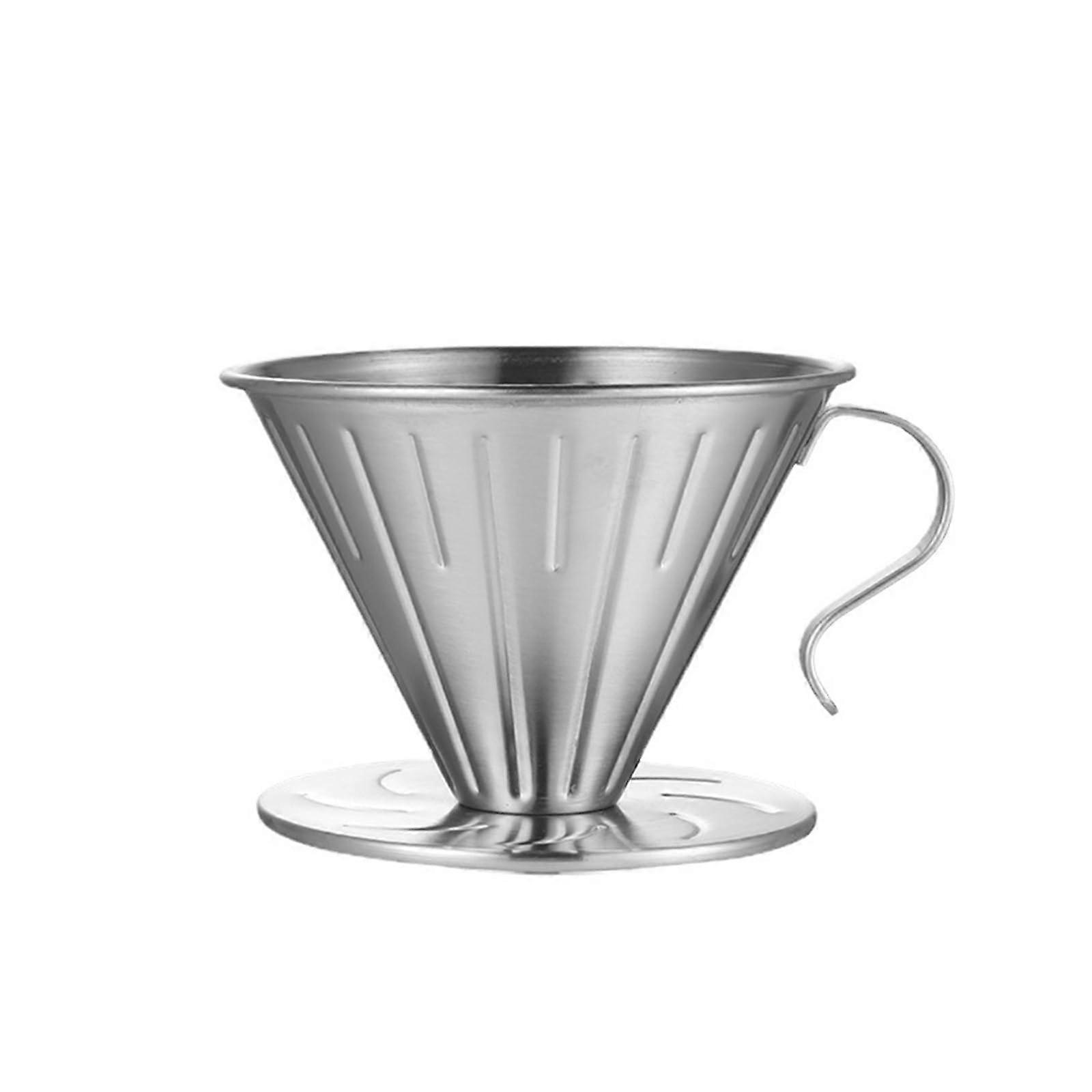 Stainless Steel Coffee Dripper PourOver Kettle Drip Filter Funnel Reusable Filter Small Silver