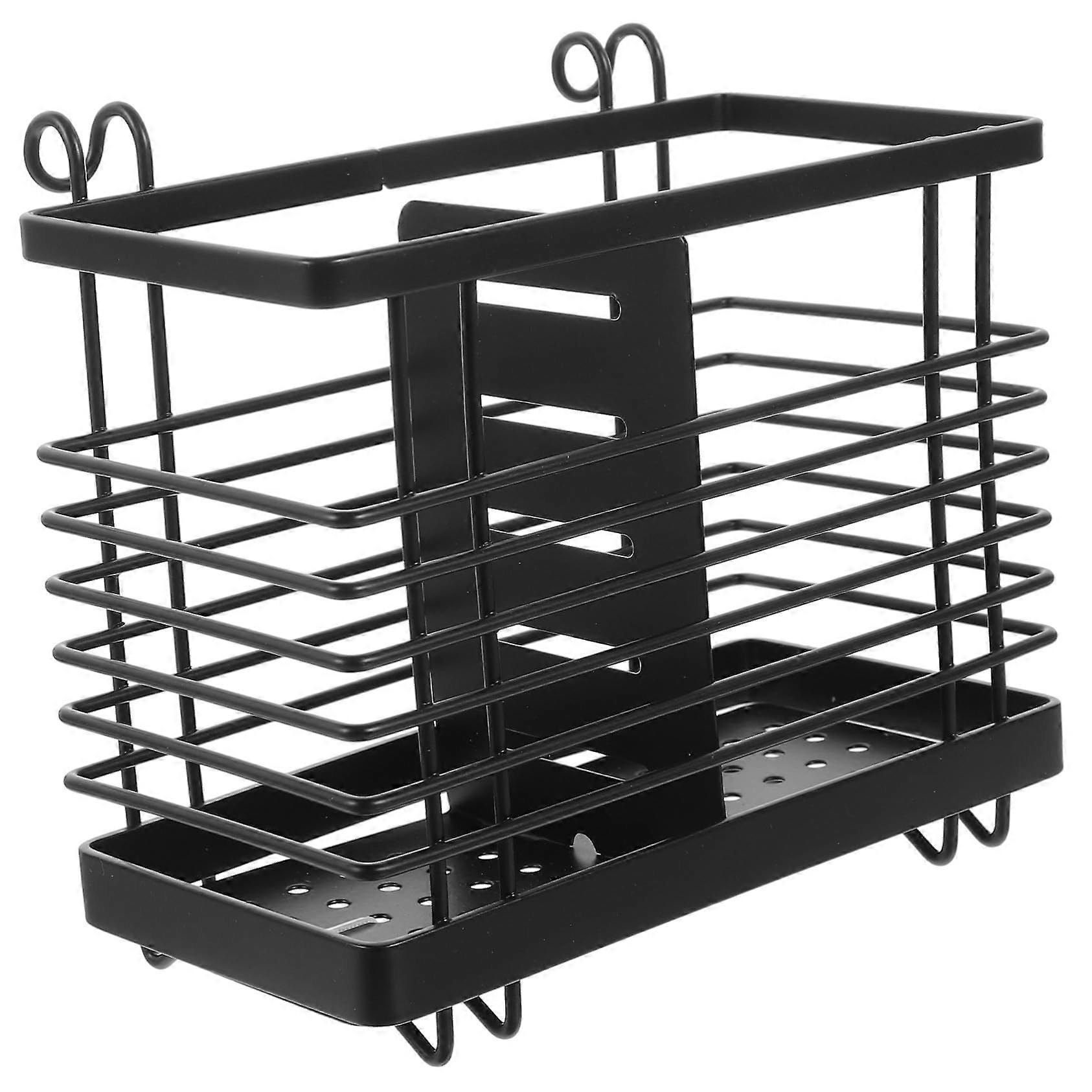 Chopstick Holder Black Square Draining Utensil and Cutlery Organizer Hanging SpaceSaving Spoon and Fork Rack