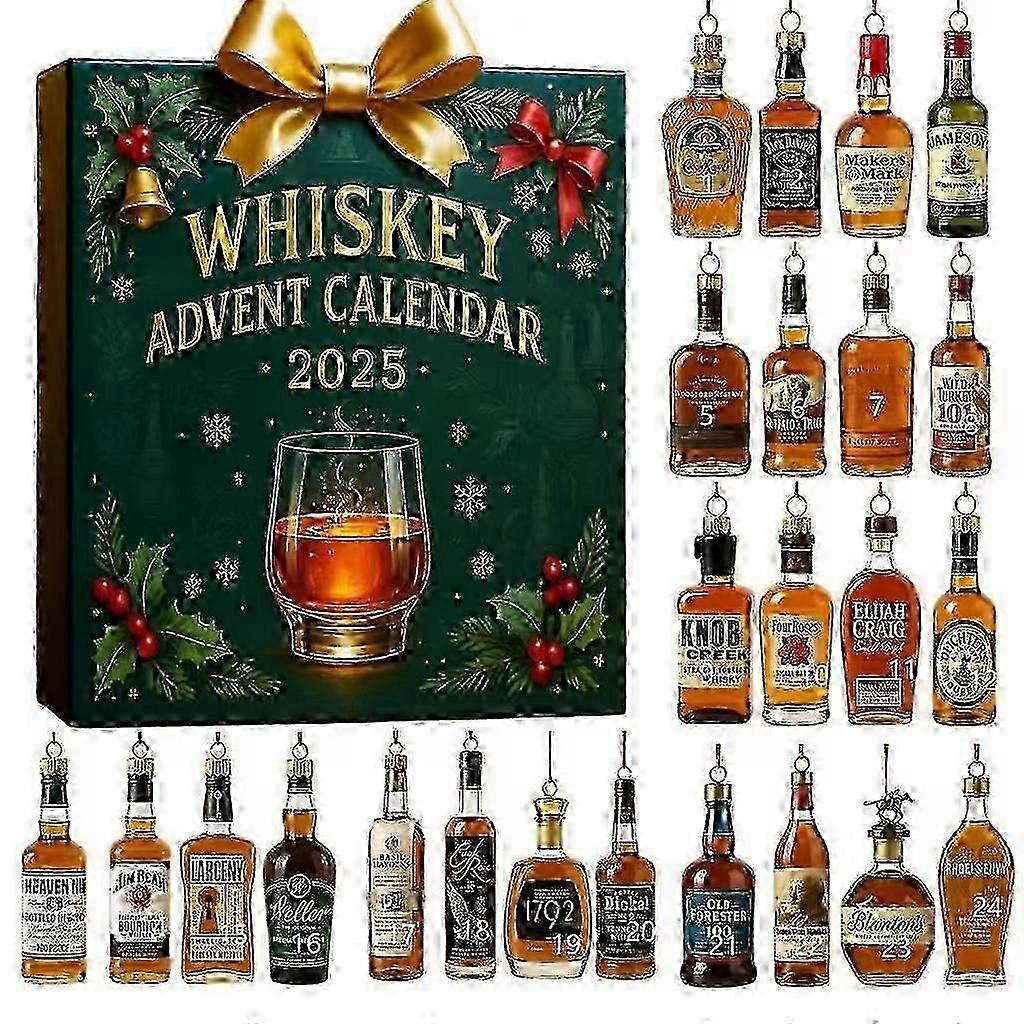 Ακρυλικό Διακοσμητικό Σετ με Ημερολόγιο Χριστουγέννων για το 2025 με Ουίσκι (Δεν Περιλαμβάνεται Αλκοόλ)