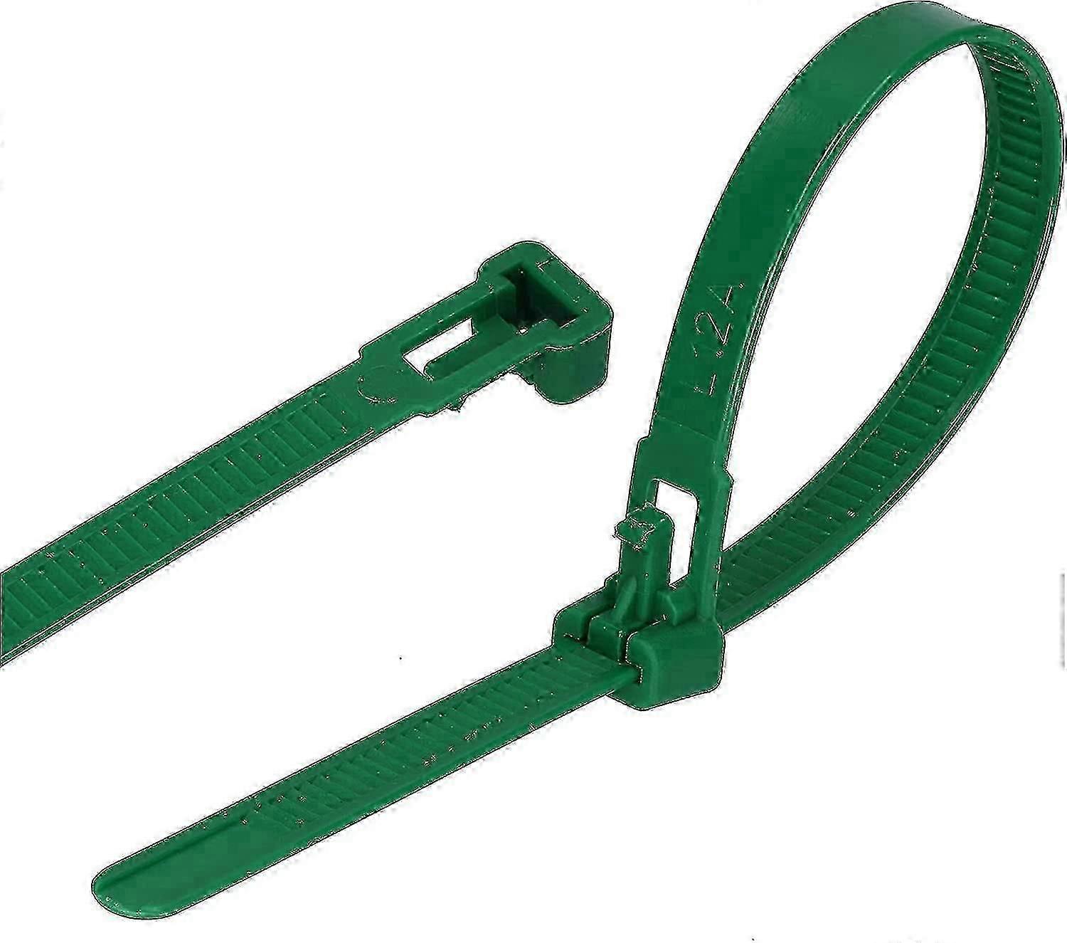 100 Pack Reusable Cable Ties (7.6mm X 250mm, Green)