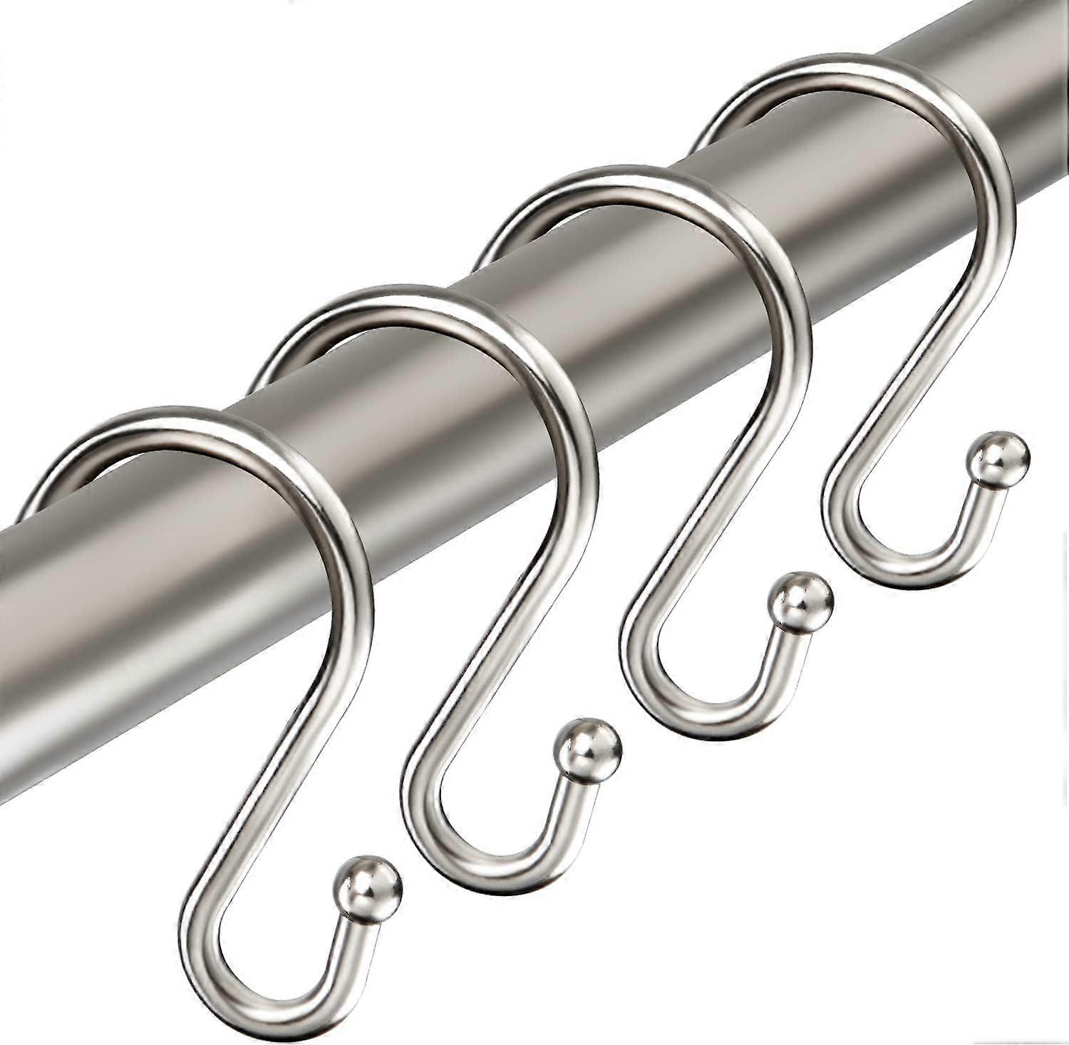 12 Pack Brushed Nickel S Shaped Shower Hooks, Rust Proof Metal