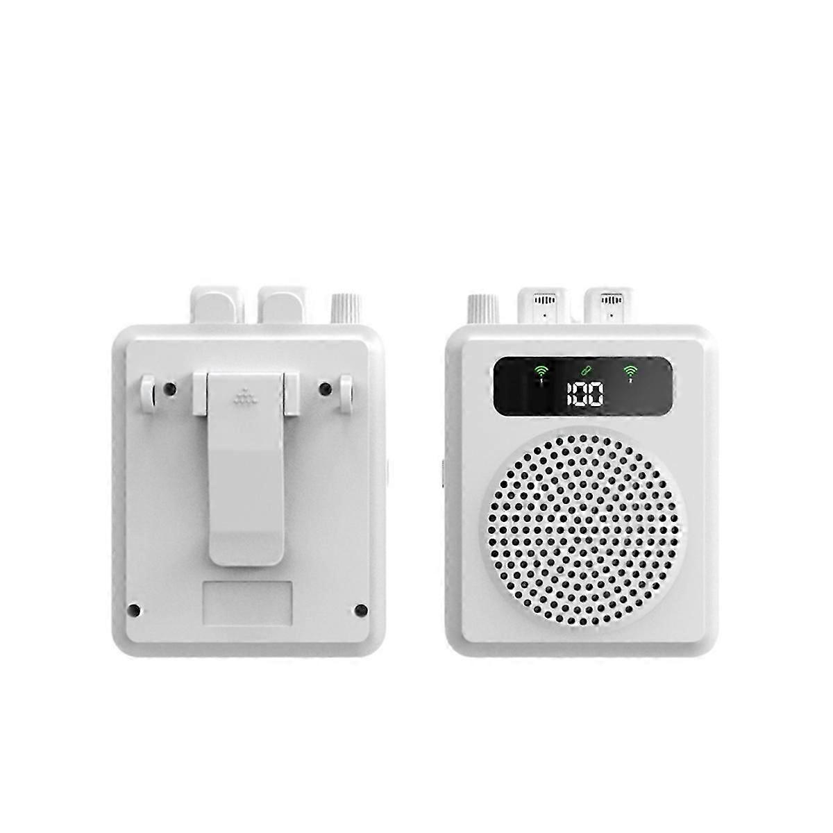 Mini Wireless Speaker with Lavalier Microphone Portable Voice Amplifier for Teachers Tour Guides Coaches White