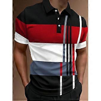 Men's Regular Fit Patchwork Half Button Polo Shirt Casual