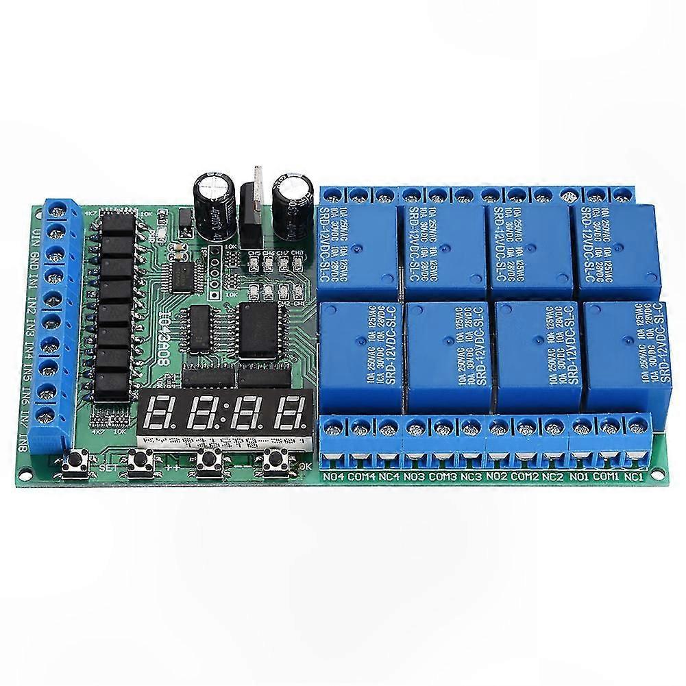 8-Channel Multifunction Digital Timer Relay for LED Automation Control, 12V DC Cycle Timing Module