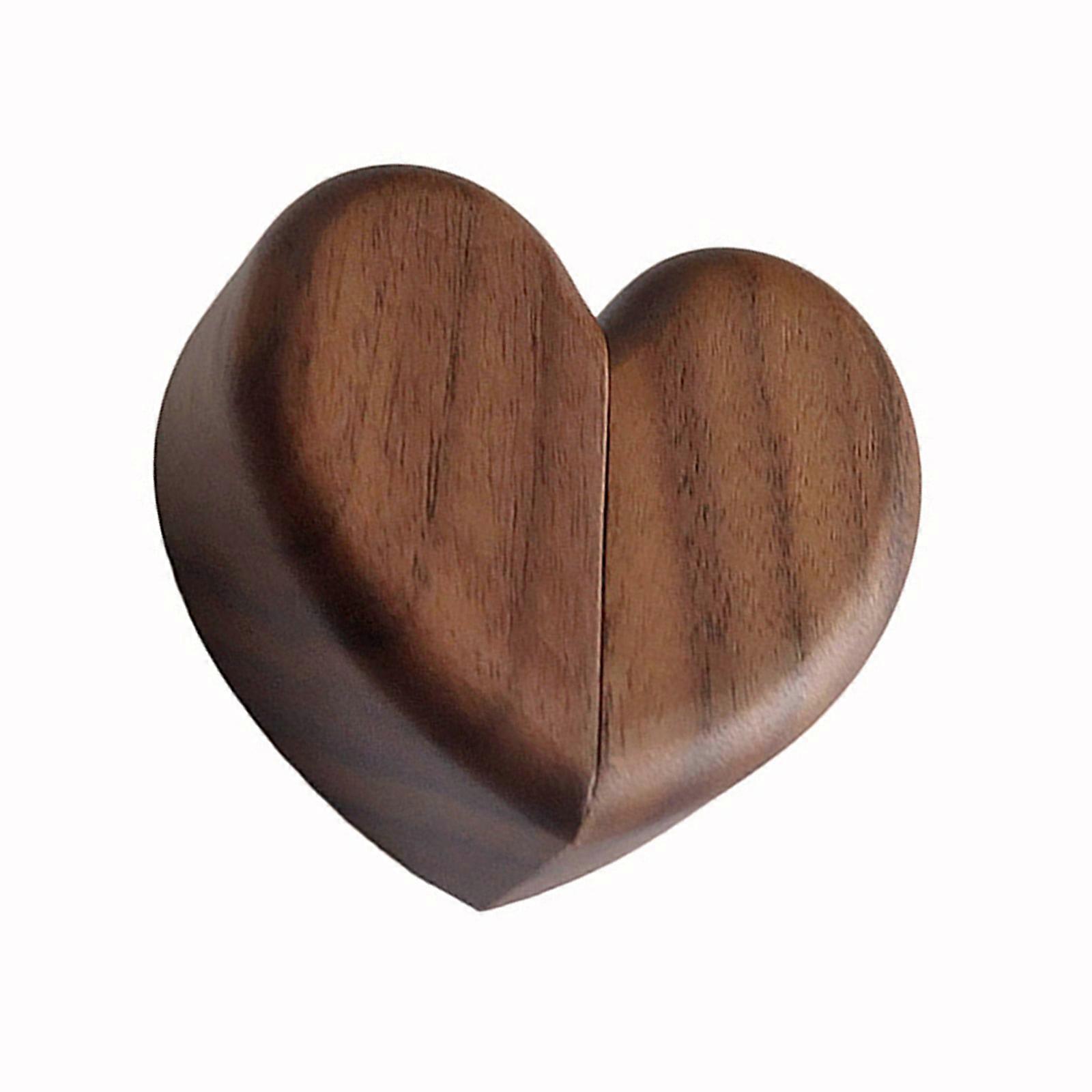 Artistic Magnetic Closure Ring Case Natural Wood Texture Semi Gloss Finish Heart Shaped Container For Special Occasions Multicolor