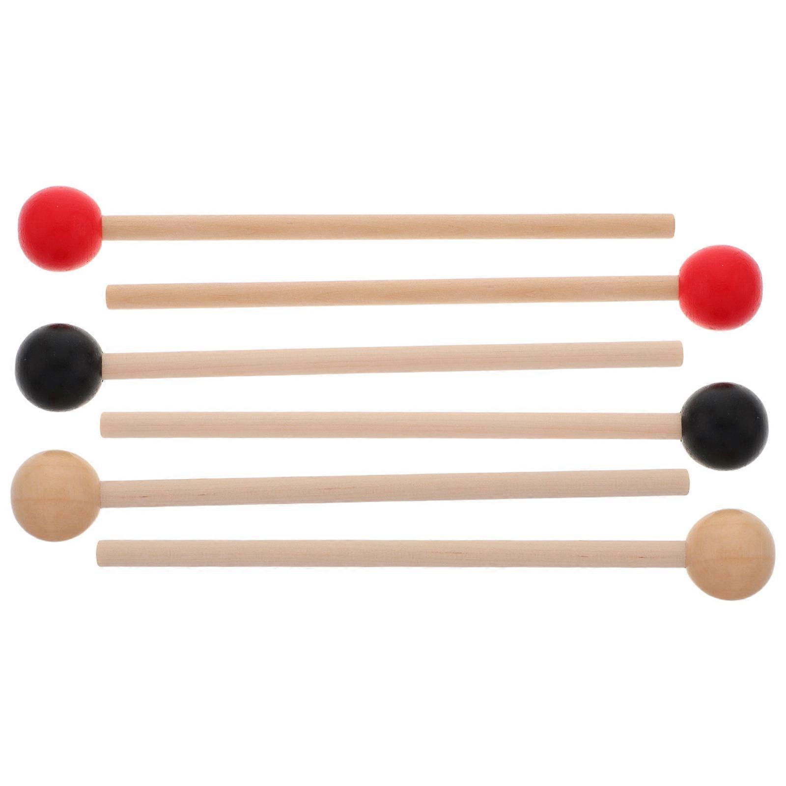3Pairs Wooden Drum Mallets for Playing Percussion Instruments with Comfortable Grip