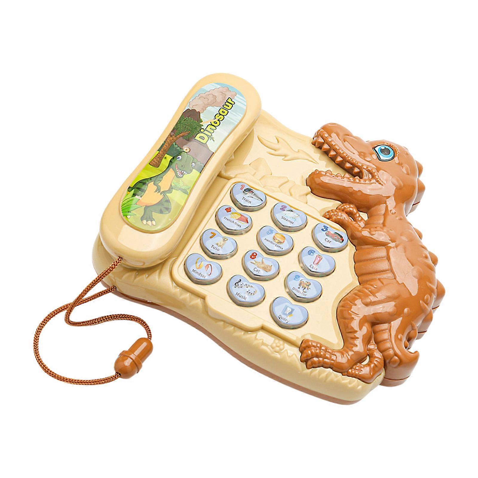 Dinosaur Themed Educational Toy With Storytelling Function Interactive Role Play Telephone For Cognitive Development Ages 3+  Khaki