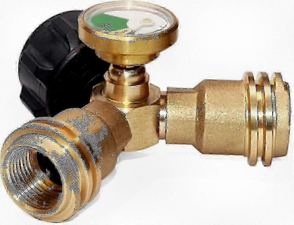 Fruugo LPG Tank Splitter Adapter, 2-Way Propane Gas Tee Joint with Gauge