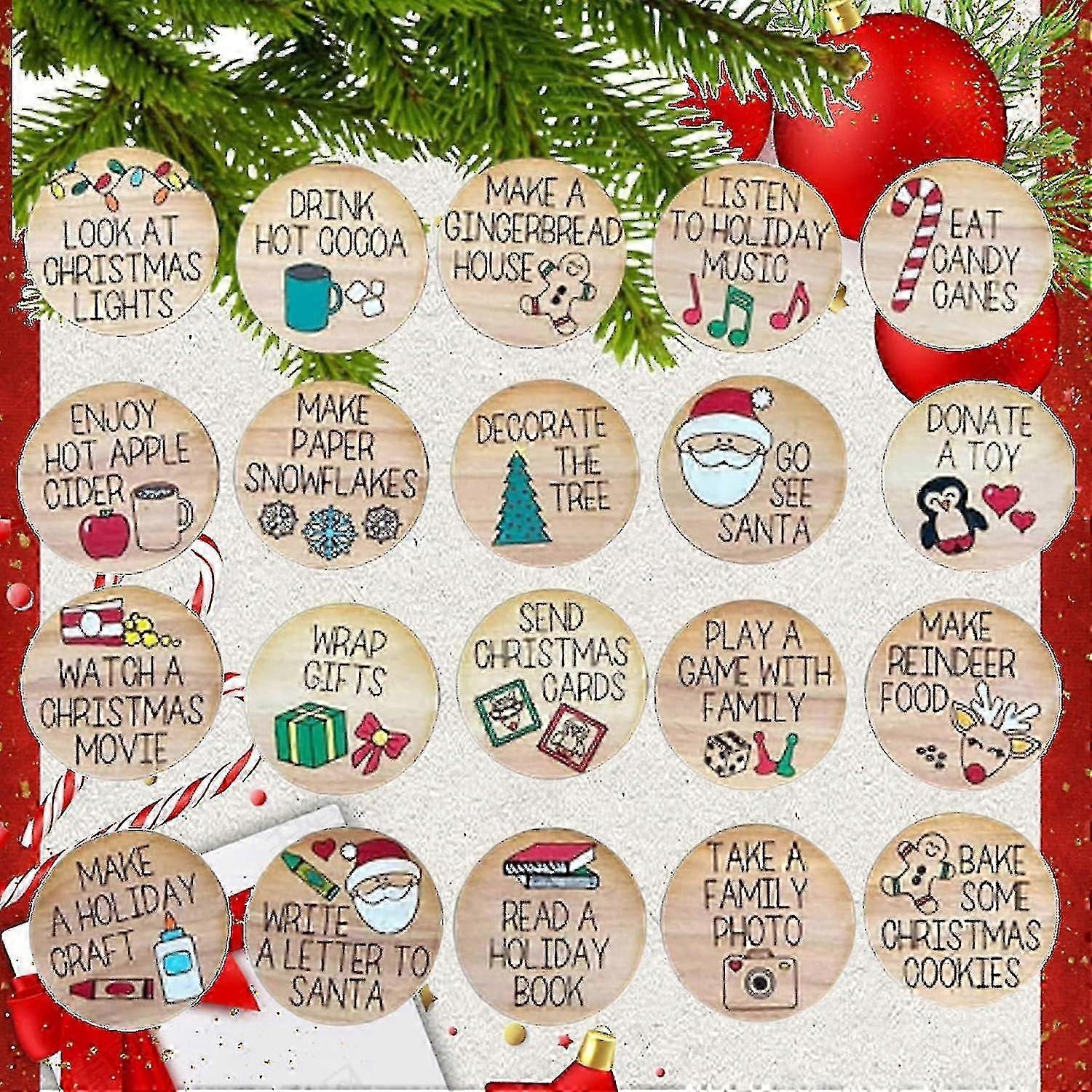 Advent tokens set with 20pcs Christmas countdown coins for celebrations