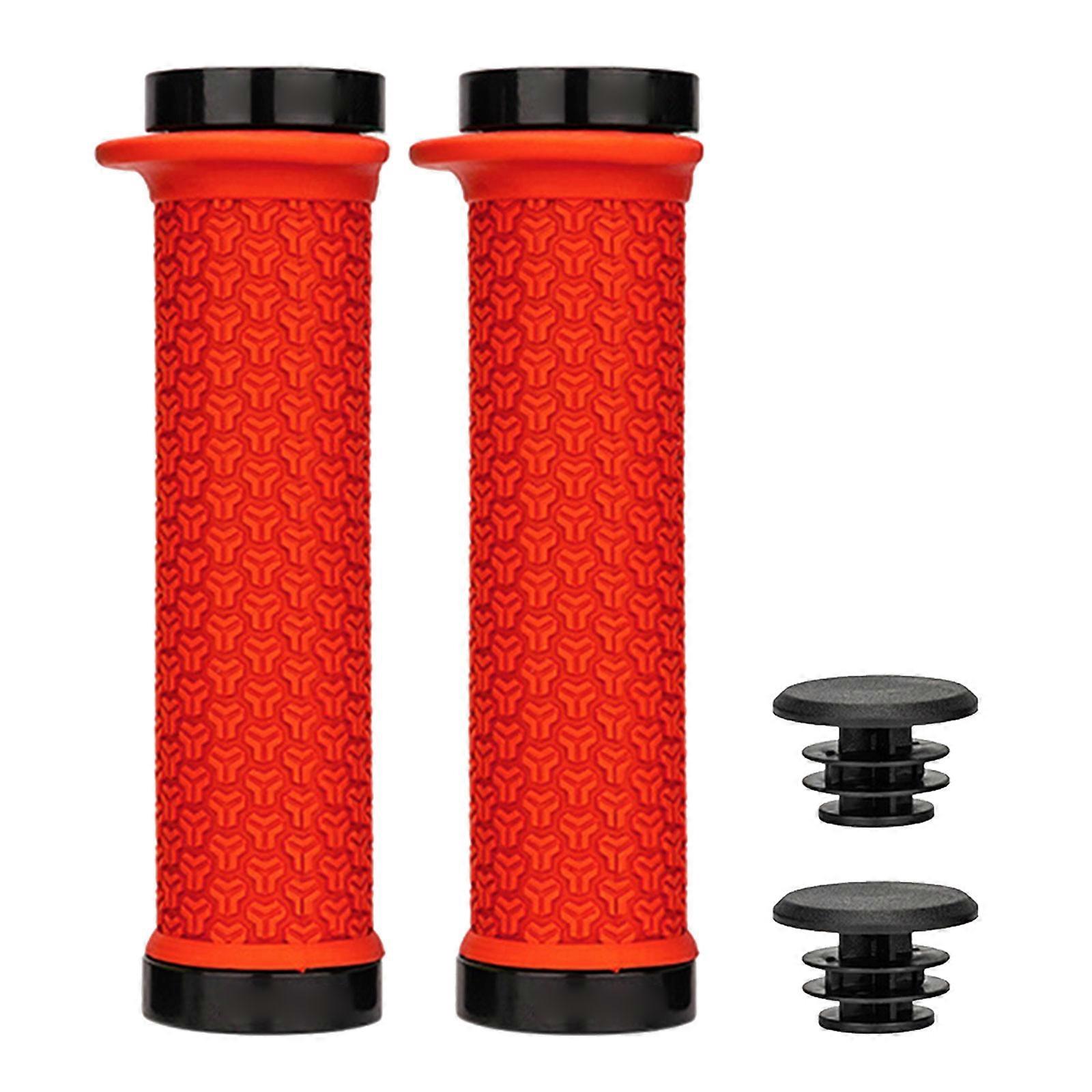Mountain Bike Handlebar Grips Bilateral Locks Road Bikes Handlebar Grips Replacement Cycling Handle Grips Easily Instal  Red