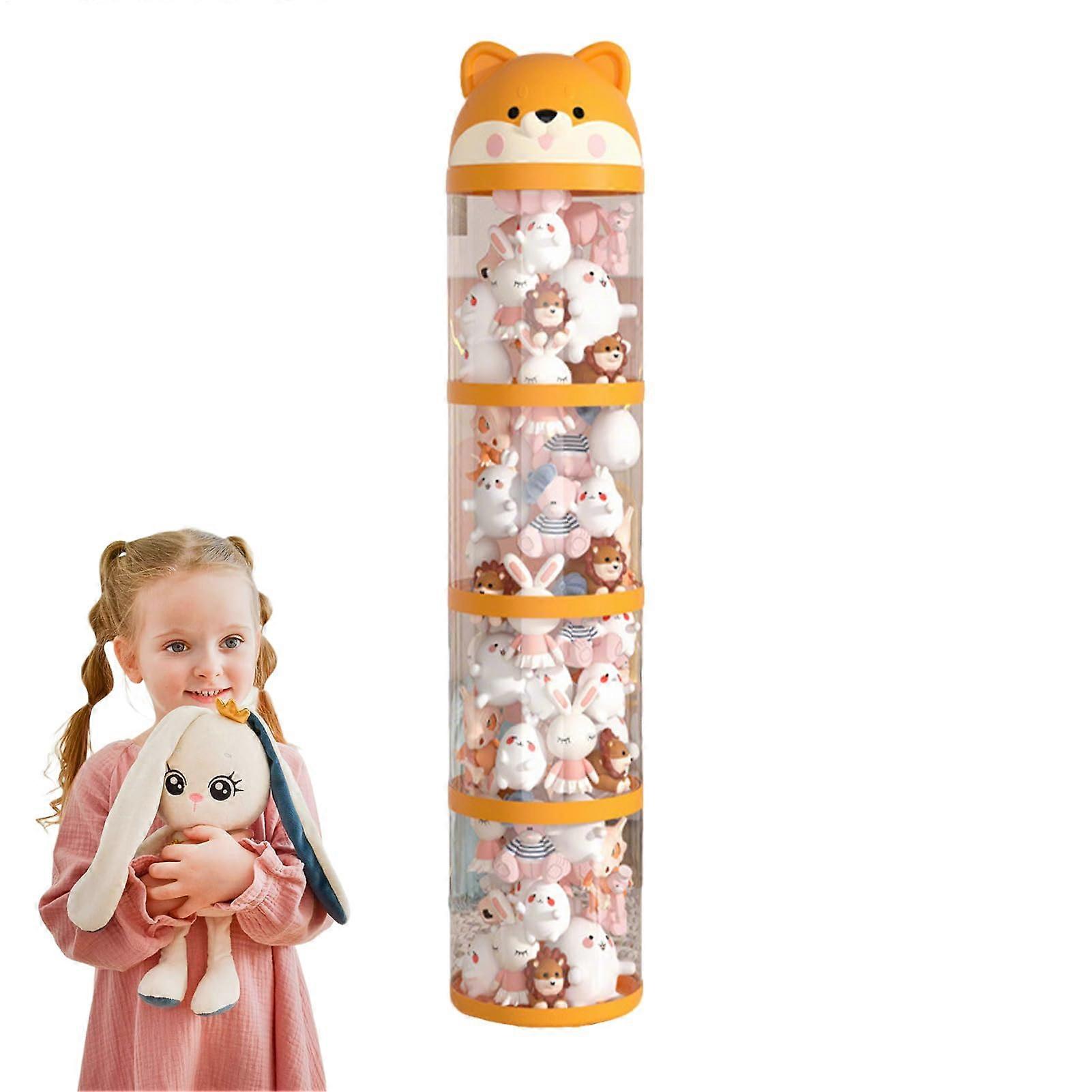 Stuffed Animal Organizer FourLayer Large SpaceSaving Clear Storage Tower with Wheels for Playroom Nursery