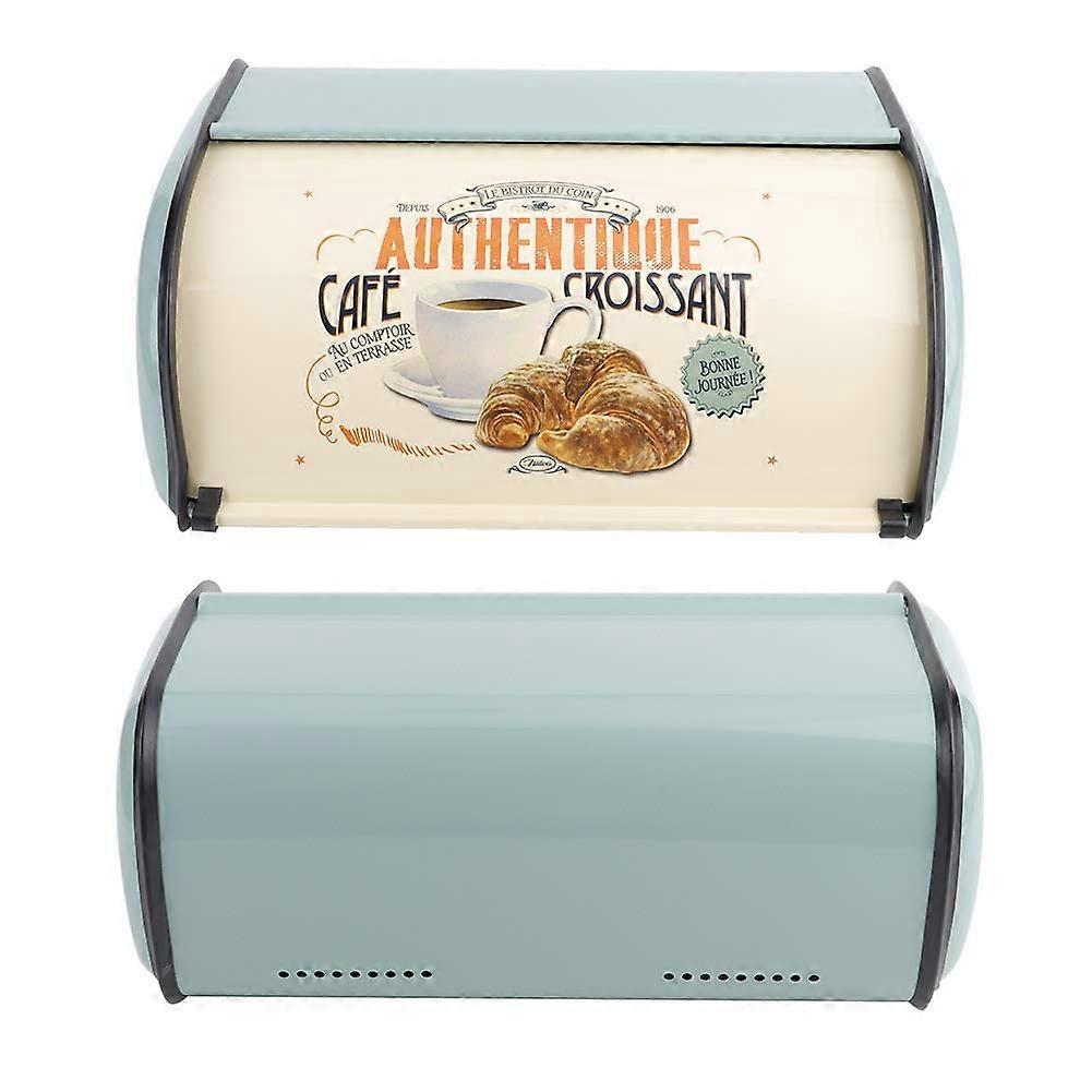 Bread Box for Kitchen Storage Large Metal Container Fits Multiple Loaves Blue