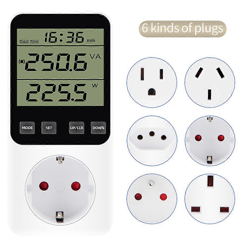 AC 220V Digital Power Wattmeter Electricity Consumption Tester Kwh Energy Meter Wattage Voltage Current Watt Meter EU US FR Plug