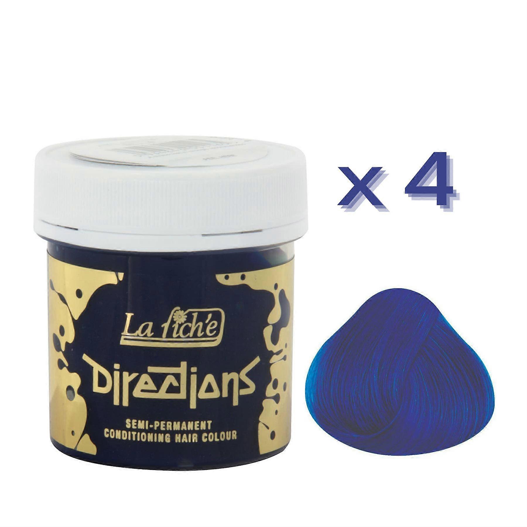 4 x La Riche Directions semi-permanent hårfarge 88 ml beger – Atlanterhavsblå