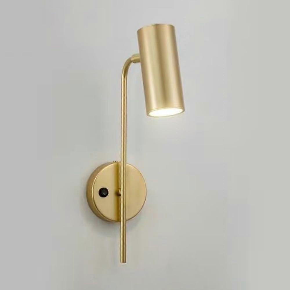 LED Wall Sconce with Switch, 360° Rotating Adjustable Reading Light, Warm Glow, Gold for Bedroom