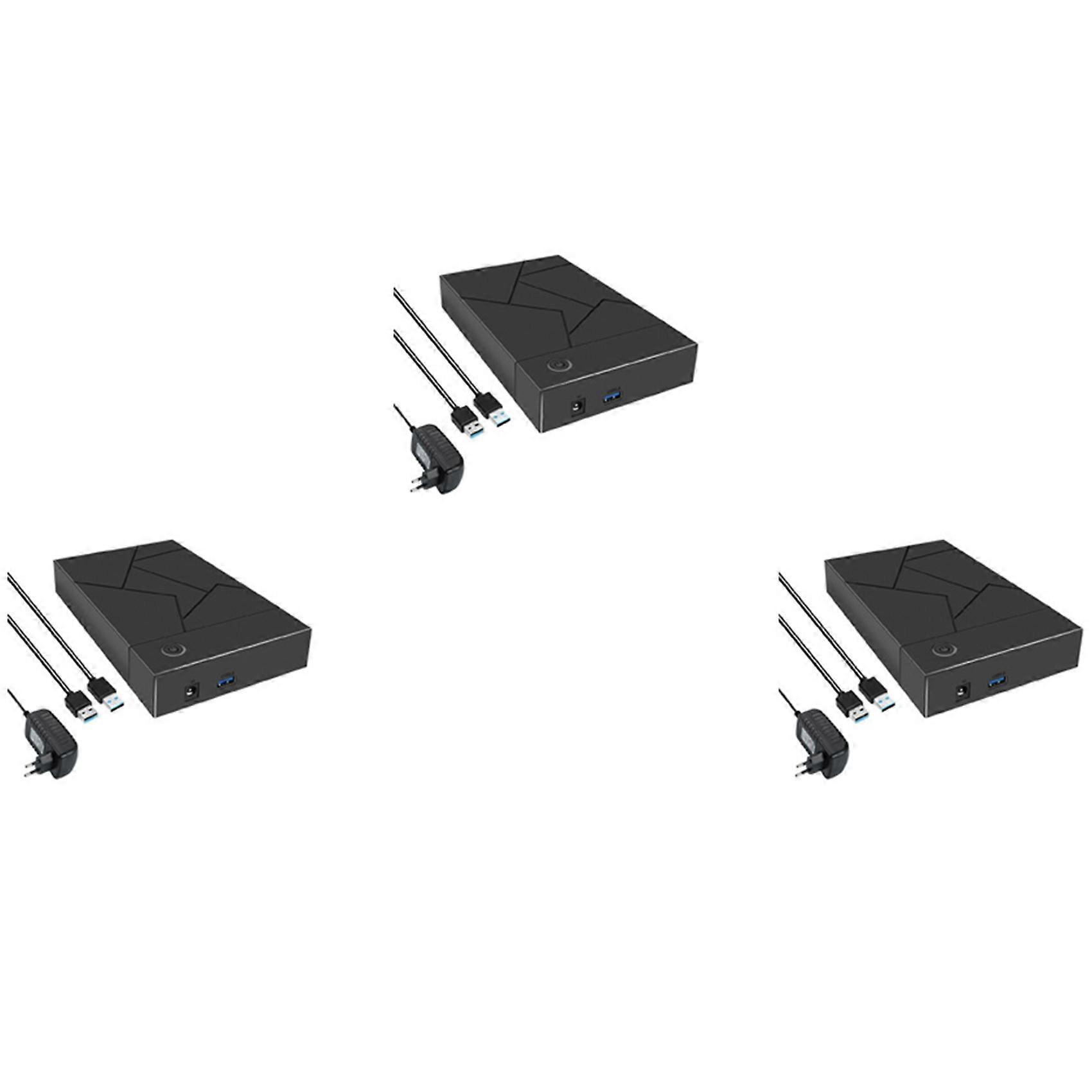 3set 3.5 Inch HDD Enclosure USB 3.0 to SATA Hard Drive Case SSD Enclosure Solid State Hard Drive Disk Box-EU Plug