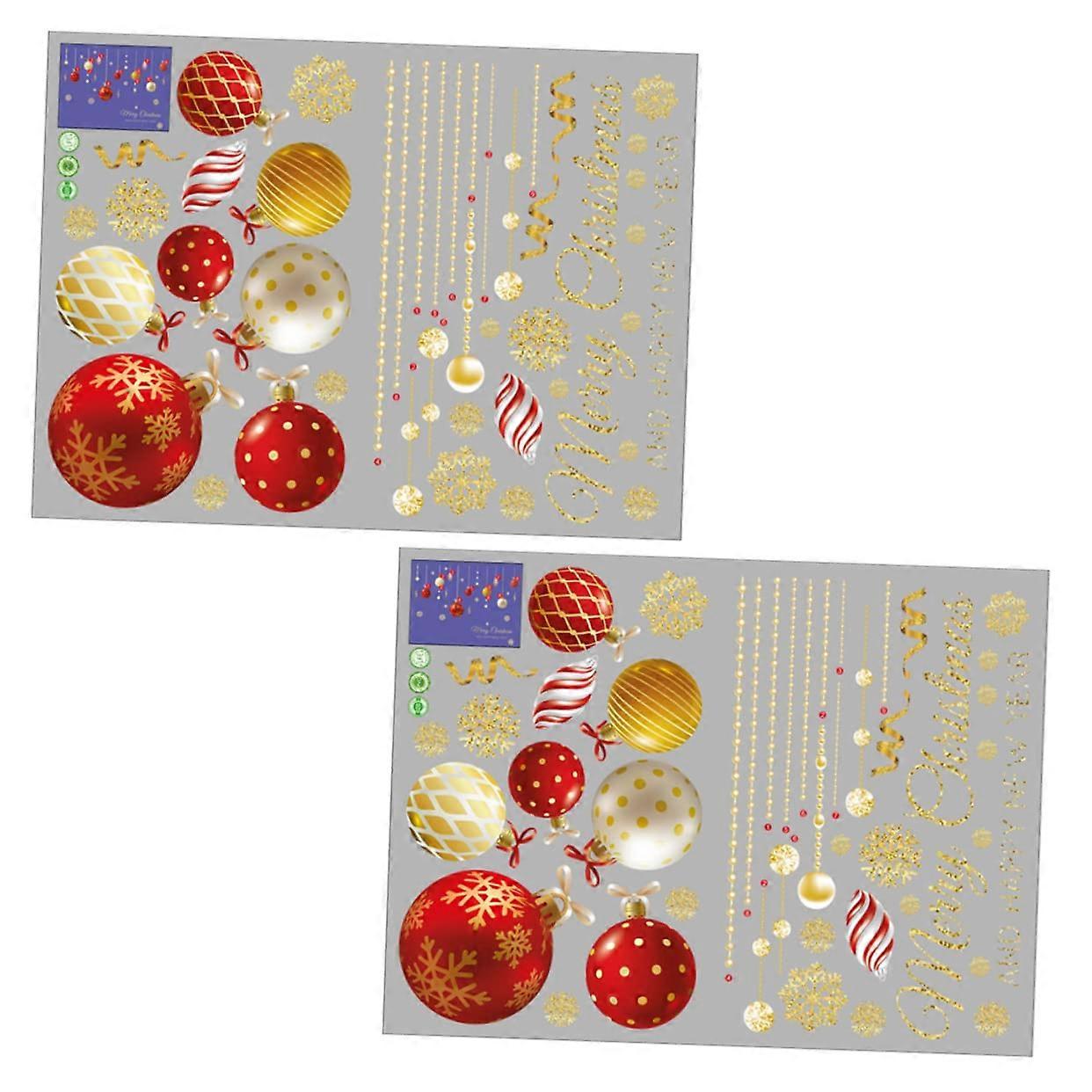 2Pcs Removable Red Christmas Ball Decals for Windows and Smooth Surfaces Decorative Holiday Stickers
