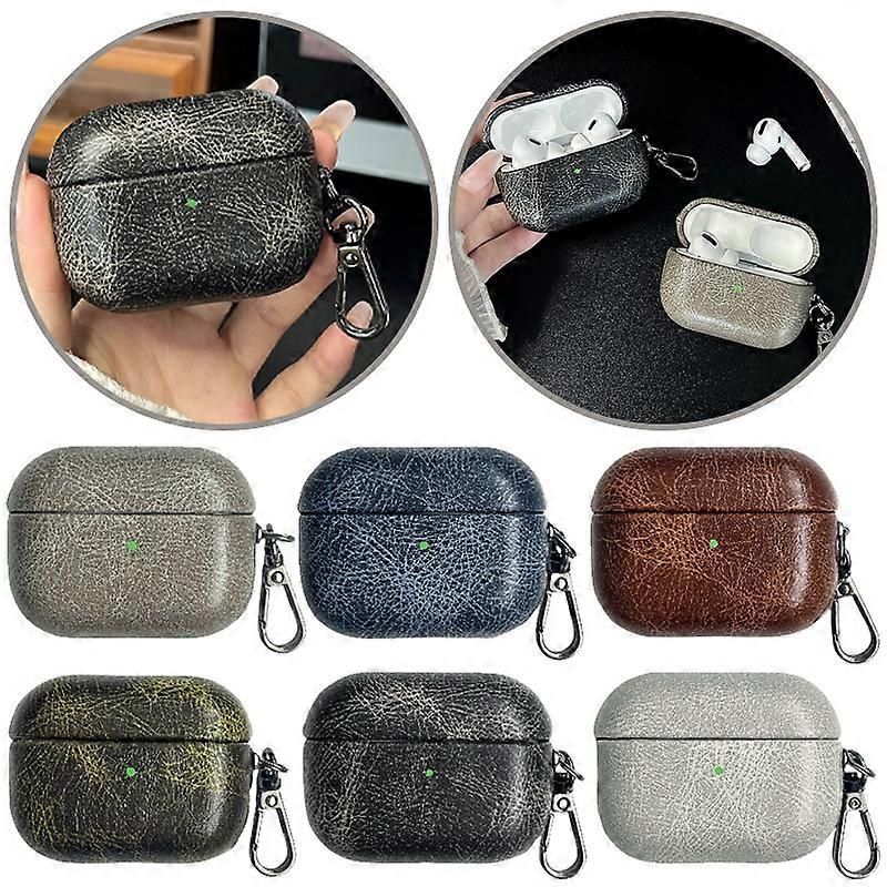 Retro Oil Leather Bluetooth Earphones Protective Case