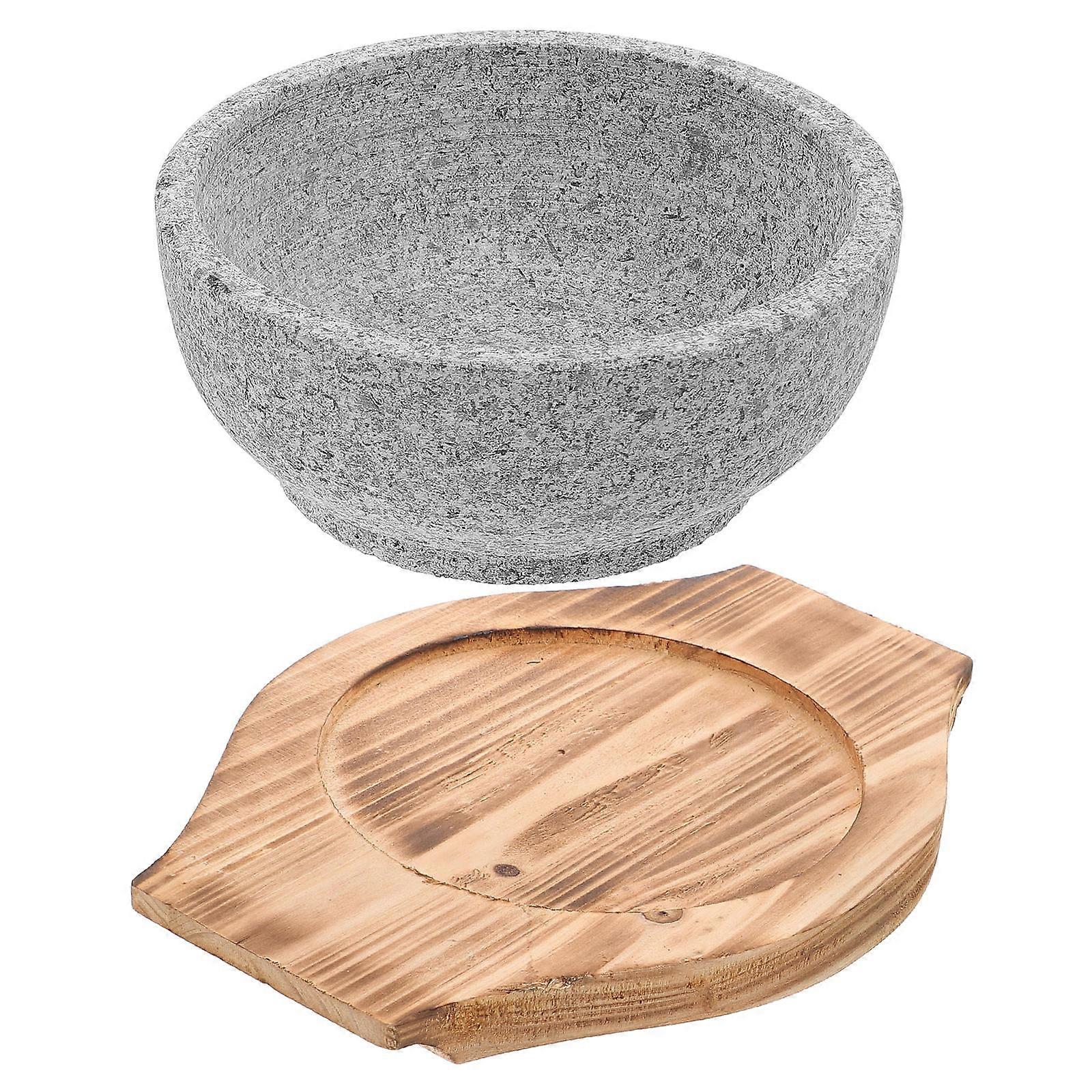 Serving Bowl With Tray Stone Kitchen Use Round Shape 1 Set