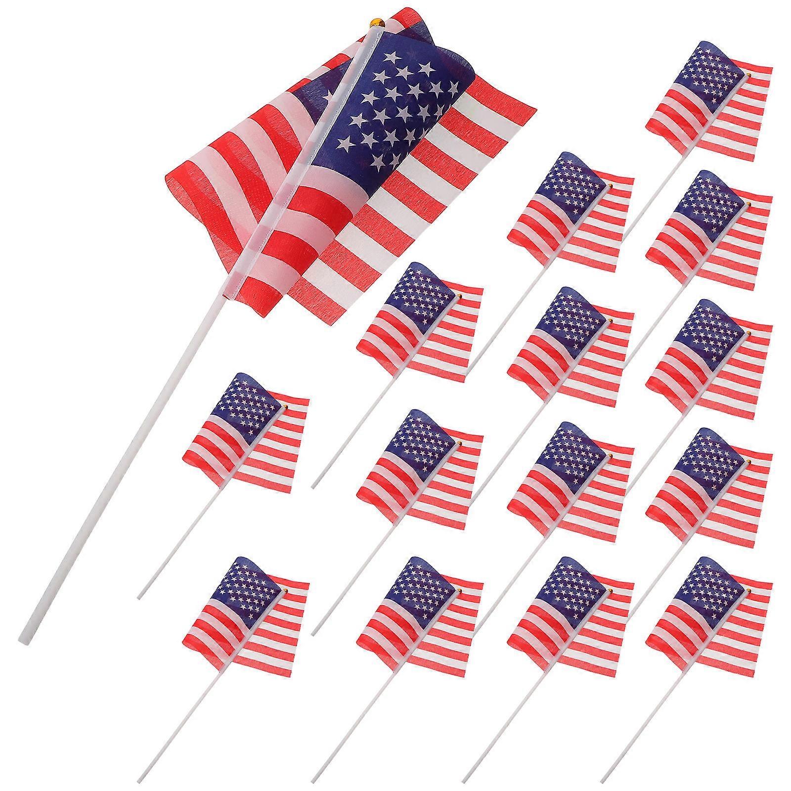 Mini Us Flags on Sticks Handheld American Flags for Independence Day 20Pcs