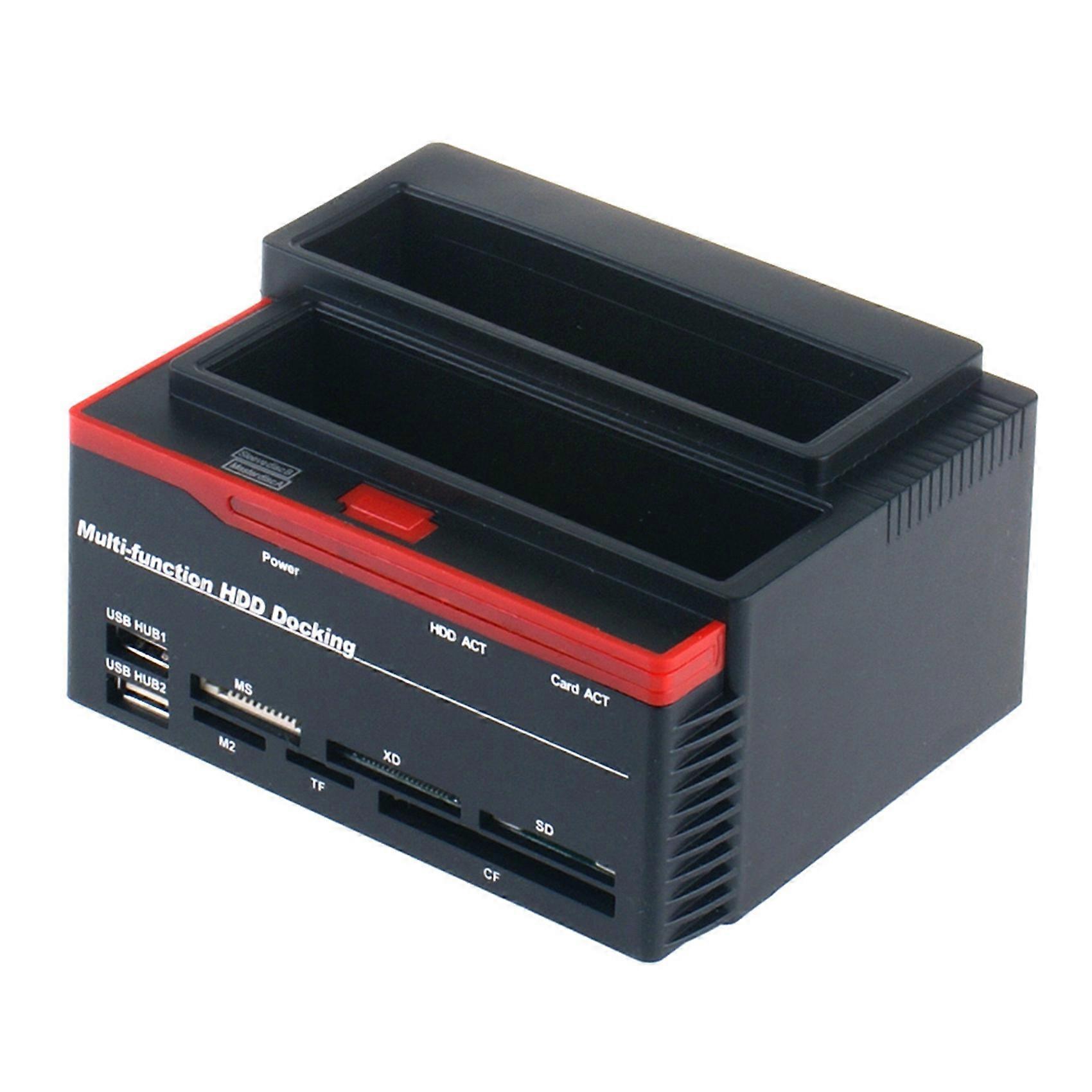 2.5/3.5in USB 3.0/Type C to 2 SATA Ports 1 IDE Port Hub Hard Drive Disk Docking Station MS/M2/CF/TF Card Reader US Plug