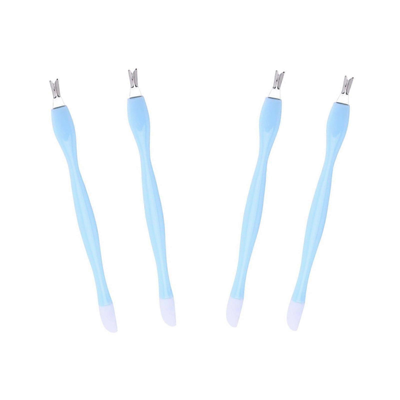 4 Pcs Stainless Steel Cuticle Pusher and Remover Set with VShaped Trimmer and Gentle Rubber Tip