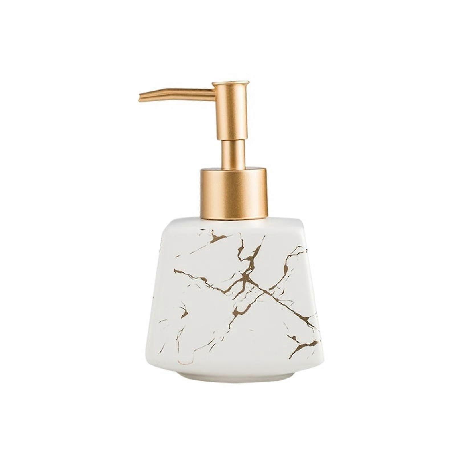 Ceramic Soap Dispenser Refillable Pump Bottle for Kitchen and Bathroom Countertop Use White