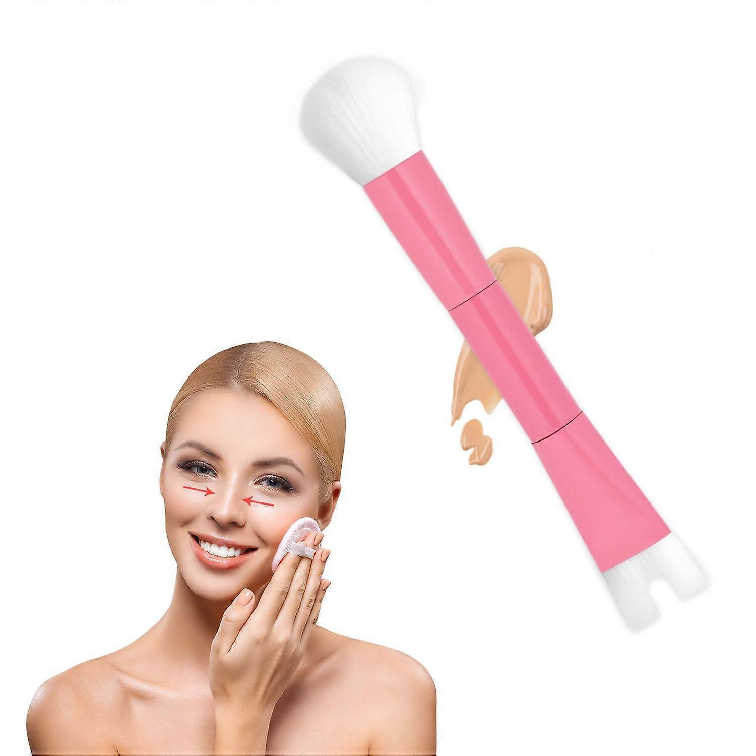 Nose Contour Brush U Shaped Dual End Design for Precision Nose Sculpting and Cheekbone Blending Pink
