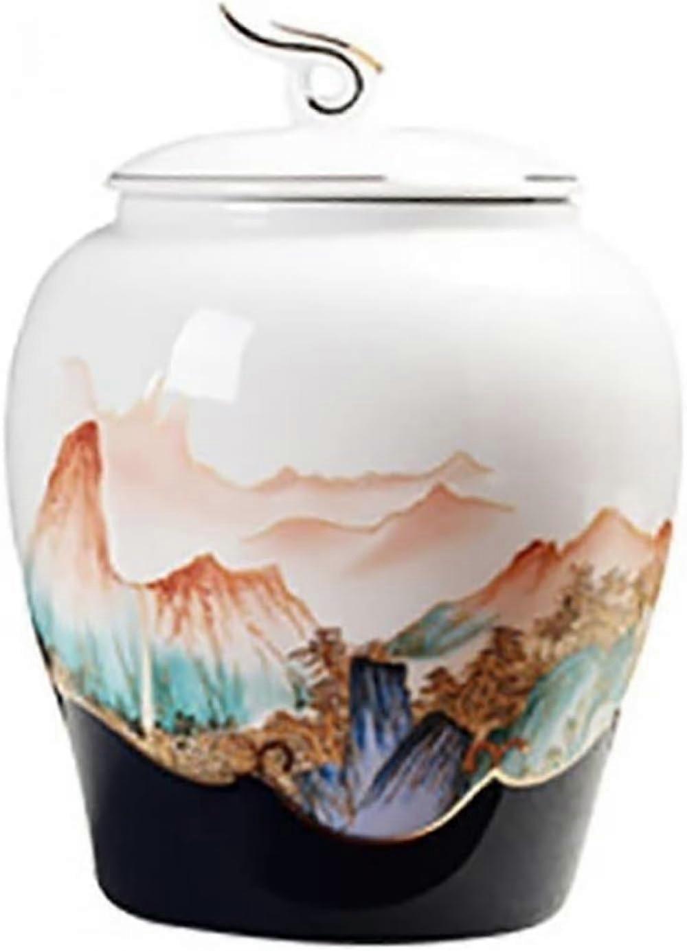 Vintage Ceramic Ginger Jar with Lid, Elegant Patterned Decorative Storage for Kitchen or Home