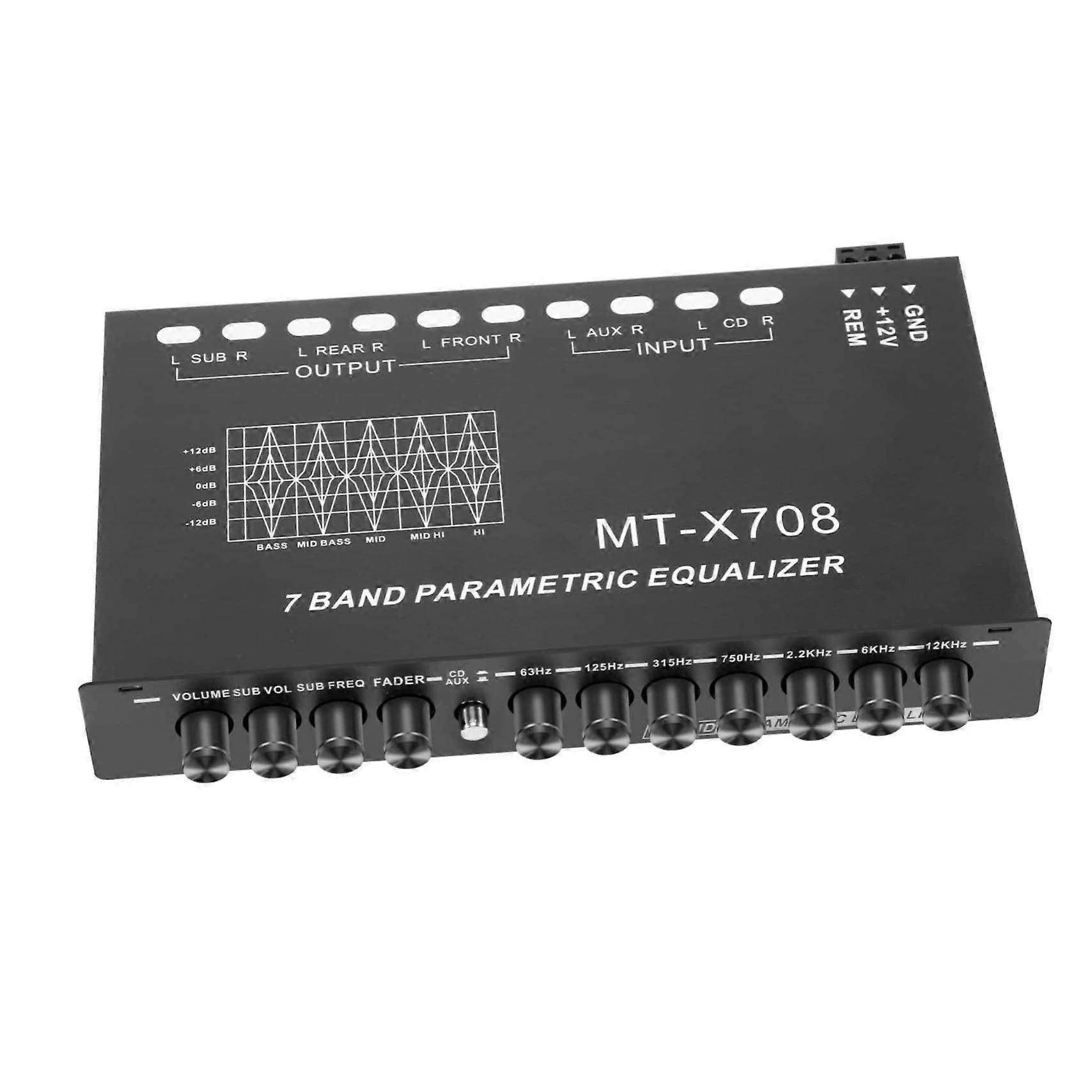 Car Audio Equalizer with Precise Adjustment, Durable Metal Build, Compact Design for Car Sound System