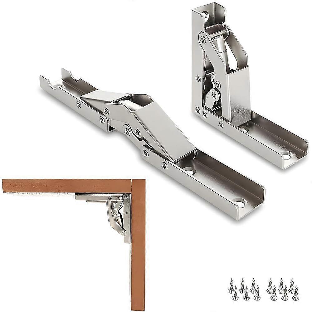 2 Piece 90 Degree Folding Cabinet Door Hinge Hidden Heavy Duty Bracket for Tables and Furniture