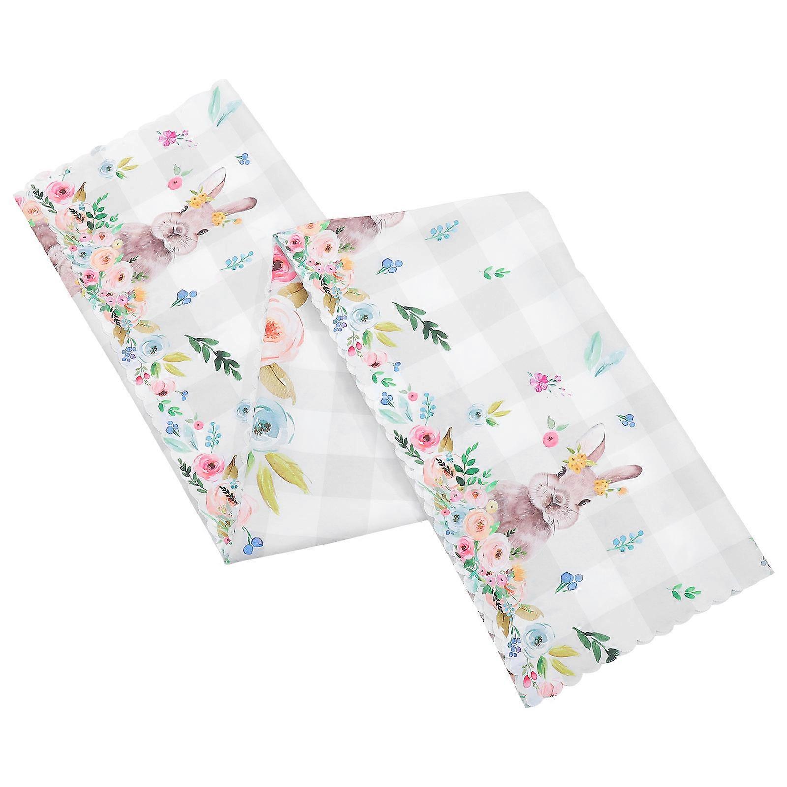 Easter Table Cover Table Runner for Home 3Pcs White Spring Party Cloth