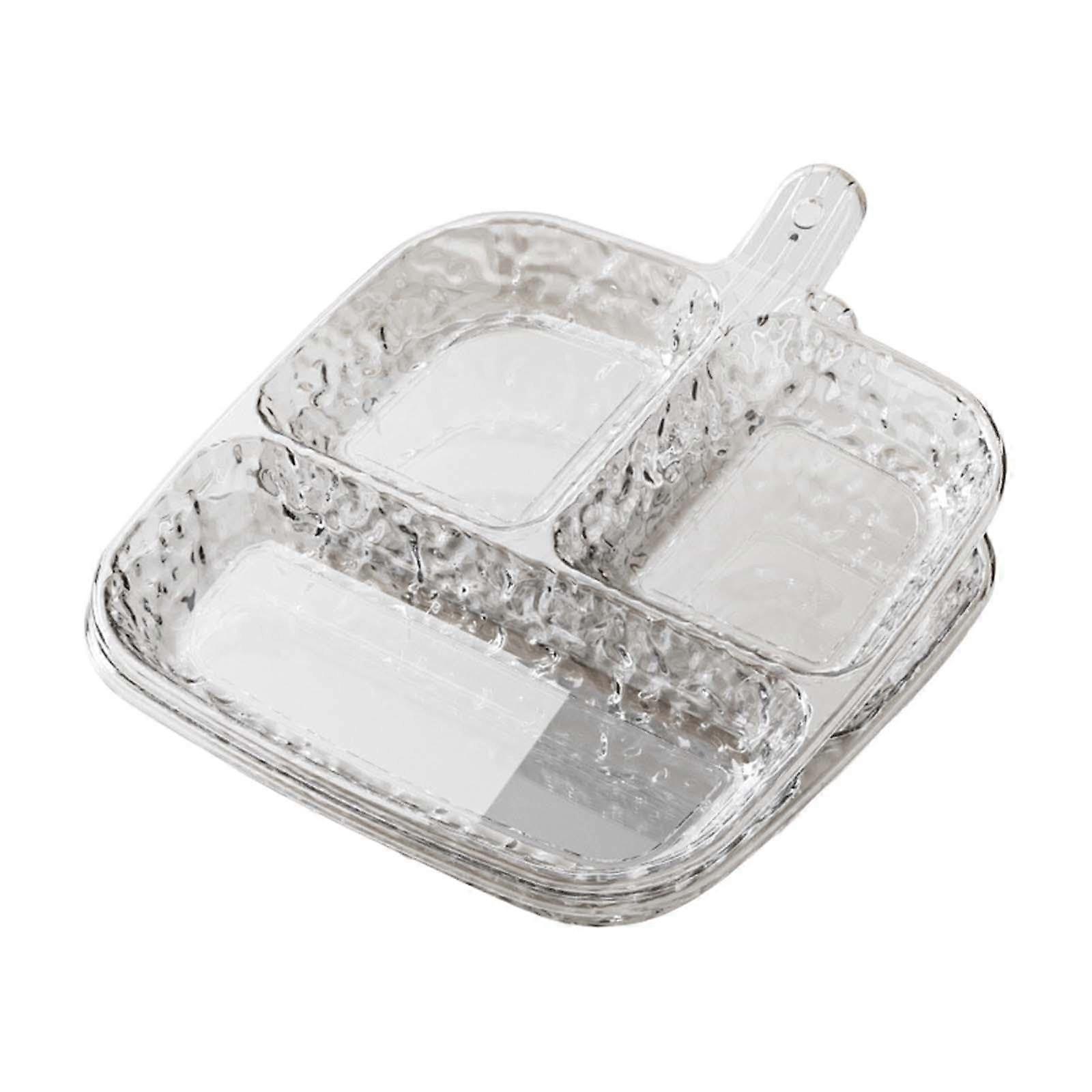 2 Pack Clear 3 Compartment Divided Serving Tray Plastic Partitioned Dinner Plate for Meal Prep