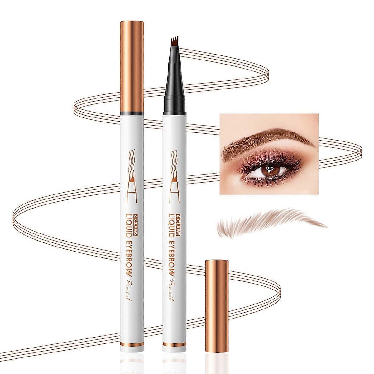 Light Brown Microblading Eyebrow Pencil with 4 Point Microfork Tip, Smudge Proof Long Lasting