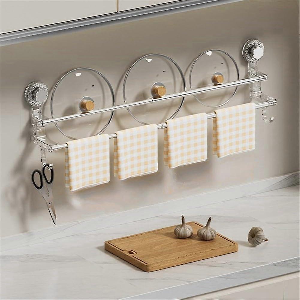 Adjustable Suction Cup Towel Bar No Drilling MultiSurface Mount for Bathroom and Kitchen