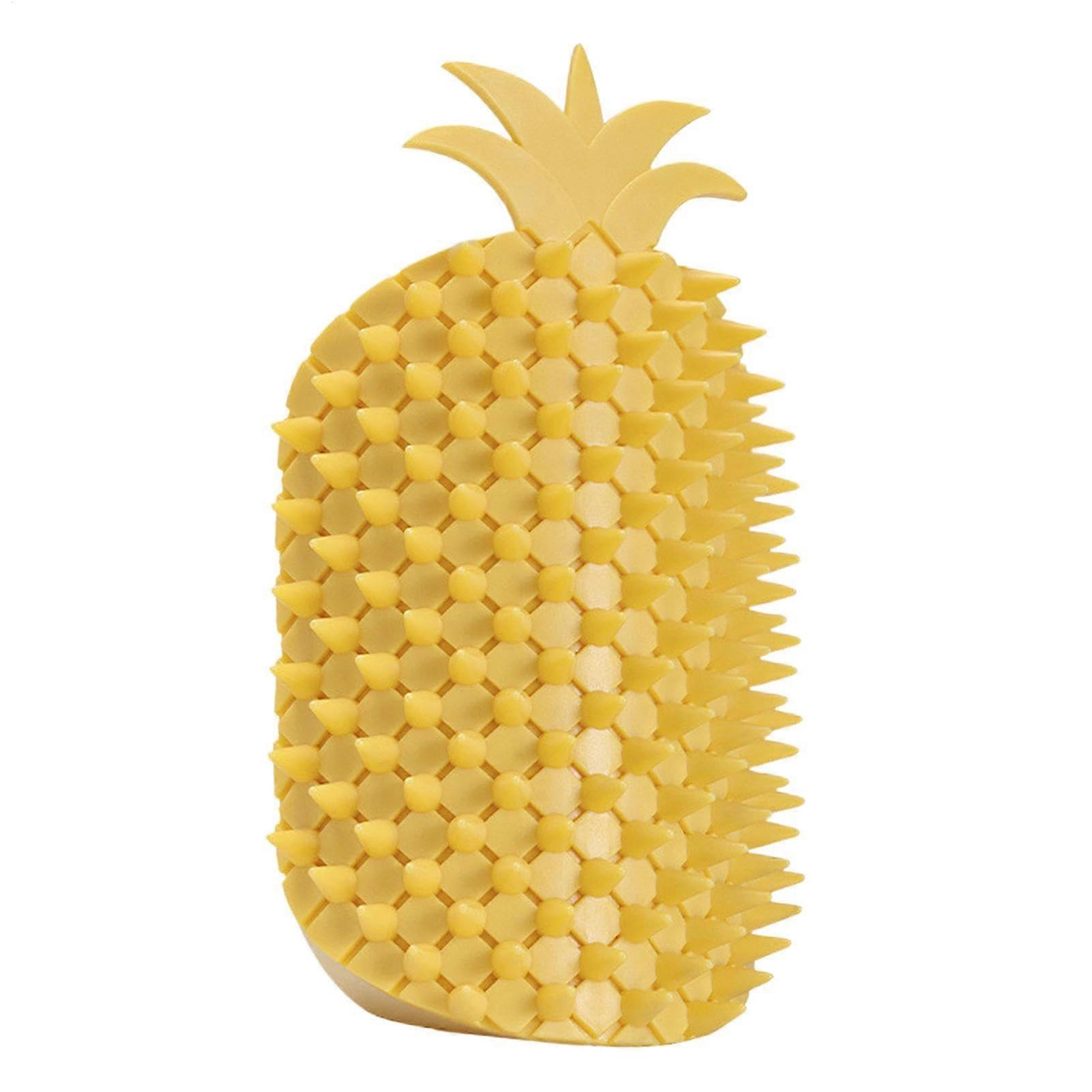 Cat Corner Scratcher Pineapple Shape Face Massager Wall Mounted Grooming Brush Yellow Pair