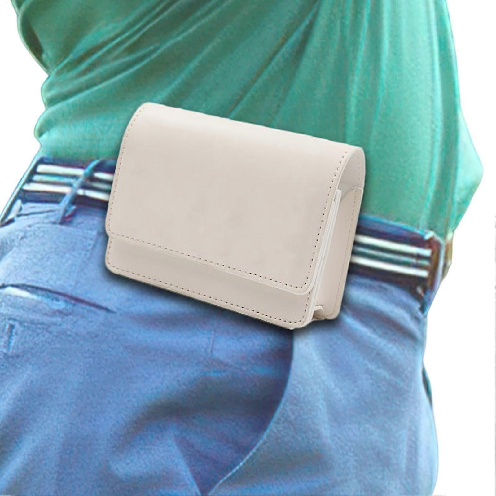 Golf Rangefinder Case Waterproof Shockproof Leather Storage Bag with Belt Clip White