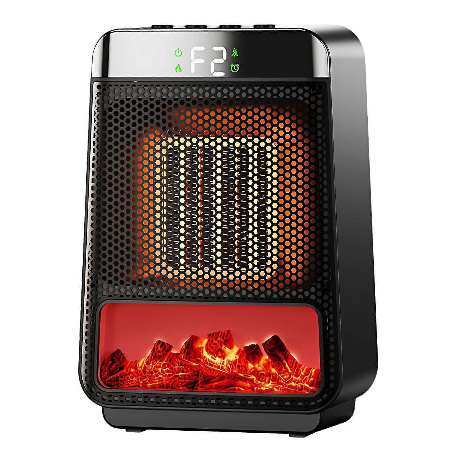 Portable Space Heater with PTC Ceramic Fast Heating, 3D Flame Effect, Timer for Indoor Use