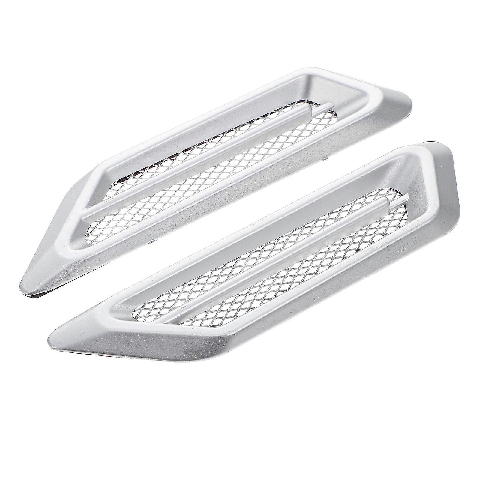 Car Side Flow Vent Decoration Air Flow Vent Decor 2Pairs ABS Silver