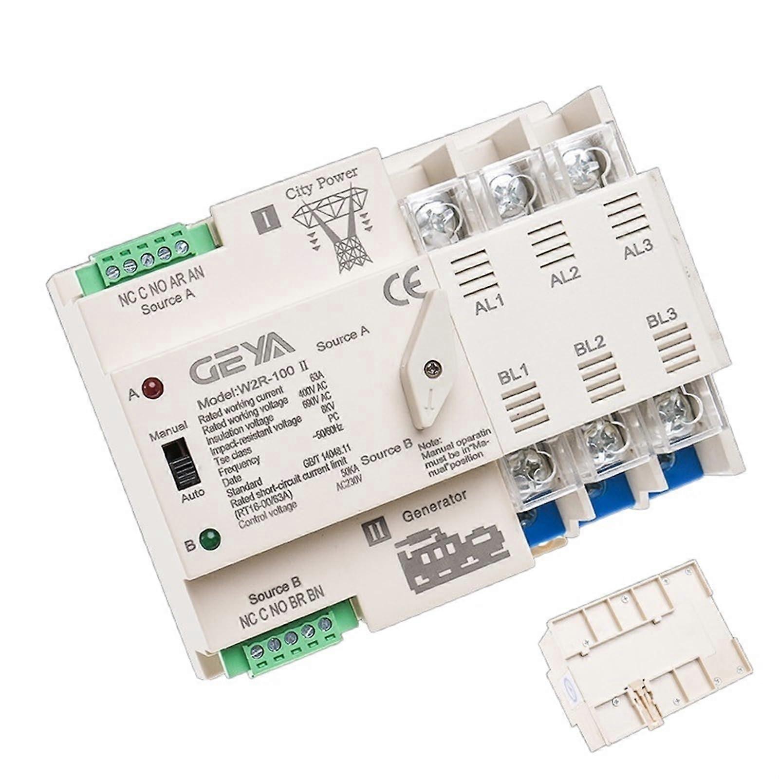 3P 100A Dual Power Automatic Transfer Switch 110V for Home Backup with Fast Transfer Response