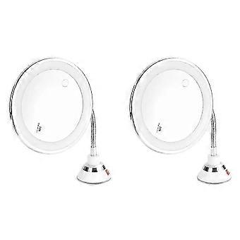 Makeupspejl med LED-lys, 10x forstørrelsesglas