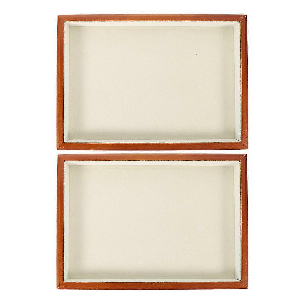 Coffee Wood Jewelry Display Tray for Rings Organizer 2Pcs Stackable Plate