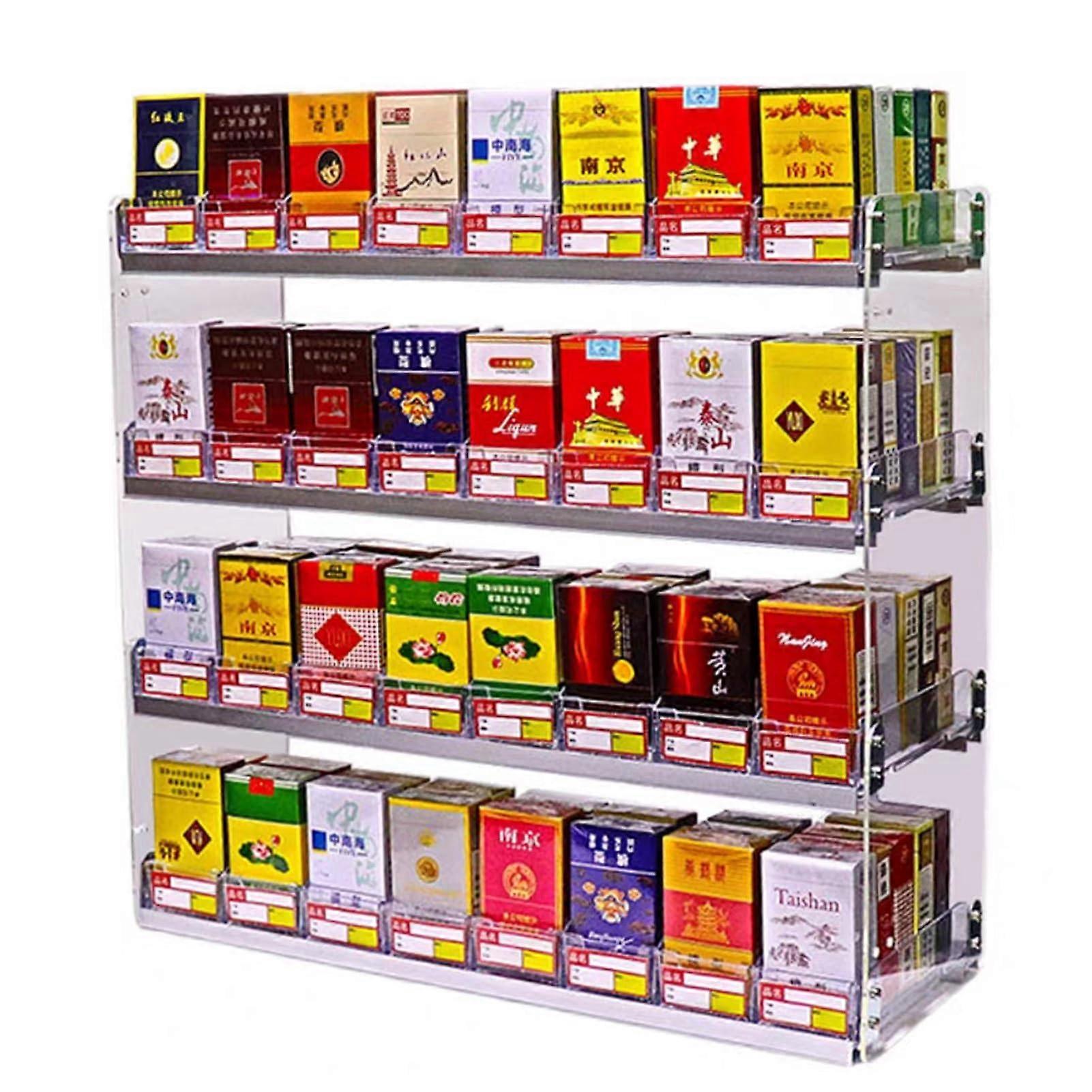 Acrylic Cigarette Display Rack with Automatic Push Display, Clear Wall Mounted Storage Organizer 63x29x42cm
