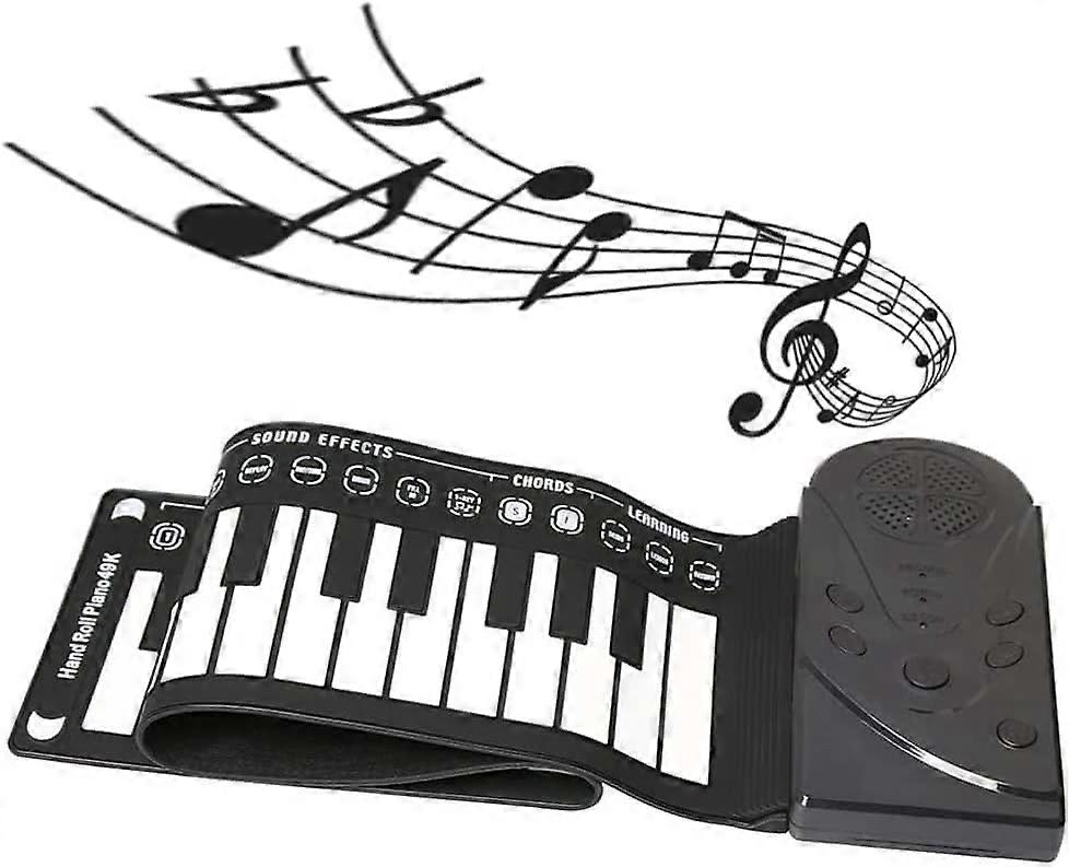 Roll Up Piano 49 Keys Flexible Foldable Electronic Keyboard with Recording for Beginners