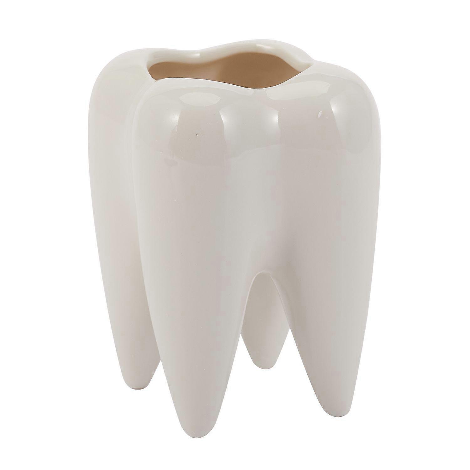 Tooth Shape White Ceramic Flower Pot Modern Design (without plants)