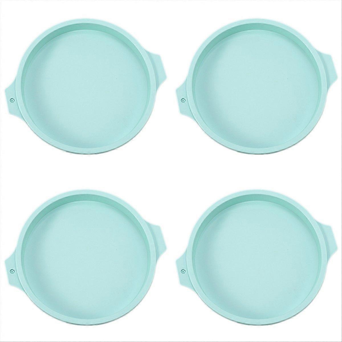 4Pcs Cake Pan Round Cake Layer Set Silicone Bakeware Mold,Blue,8Inch