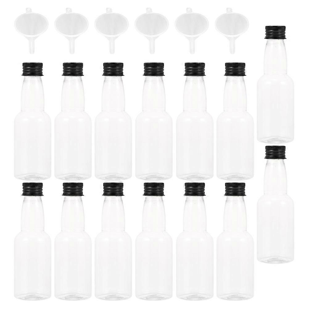 Pet Mini Liquor Bottles Transparent for Storage 2Sets with Funnels