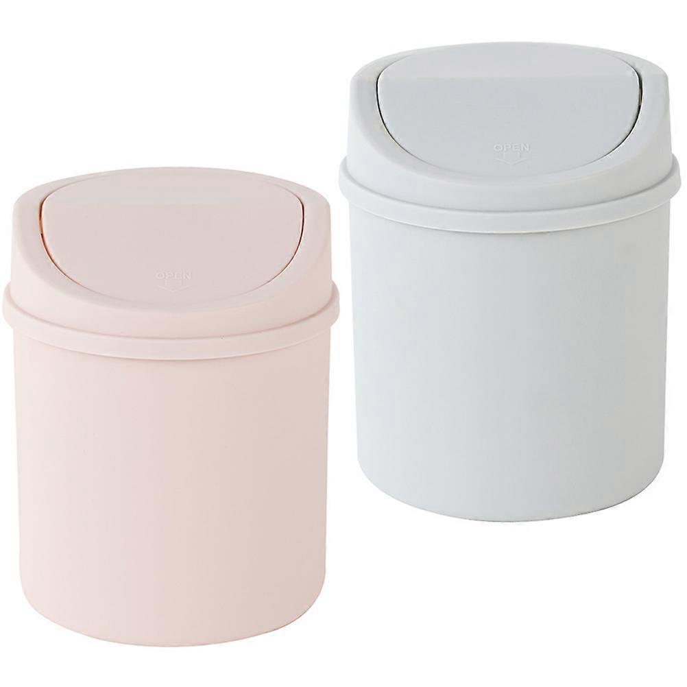 Mini Trash Can with Lid for Desktop Storage 2Pcs Makeup Organizer Holders