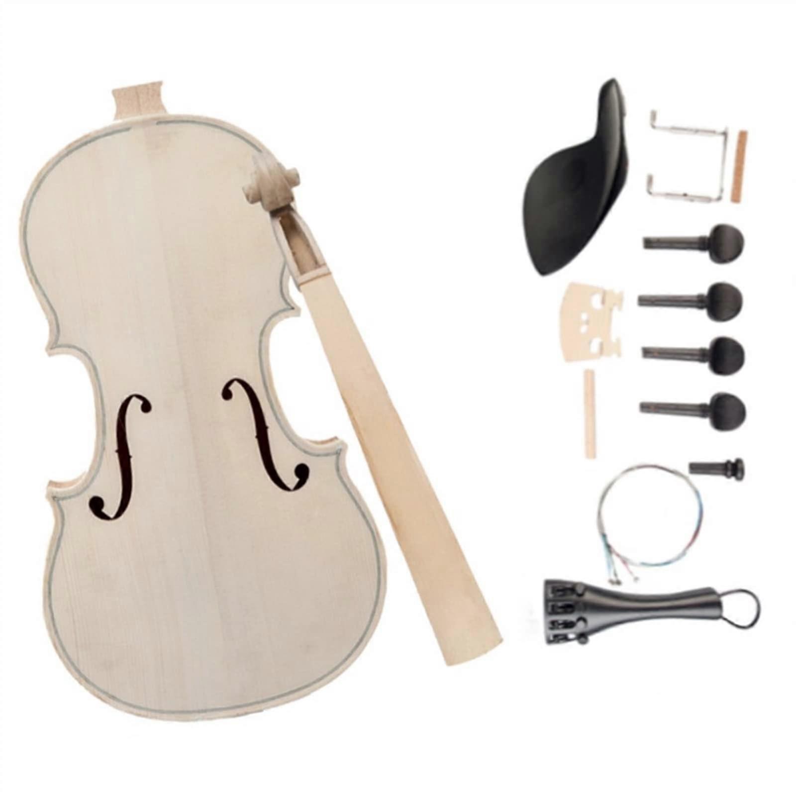4/4 Full Size Solid Wood Violin Kit Spruce  Maple Back Acoustic Fiddle for Beginners